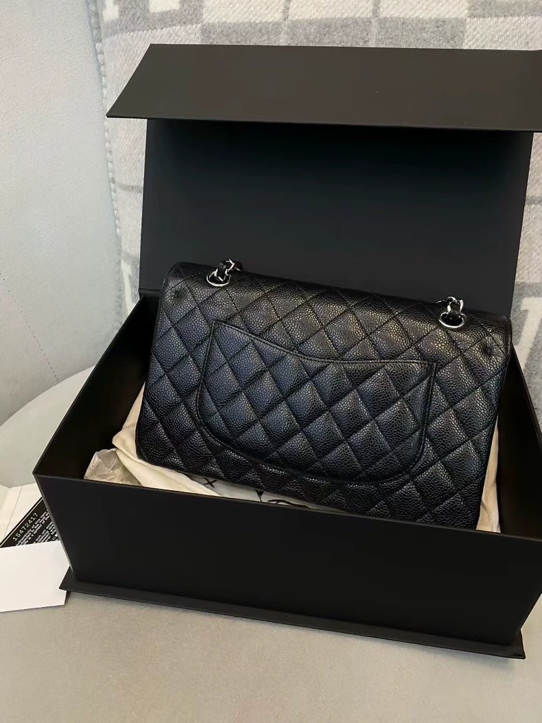 Chanel CF Black Lychee leather Medium Size