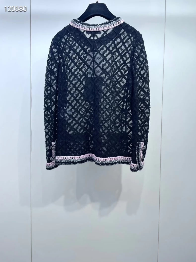 Chanel 25s black mesh jacket