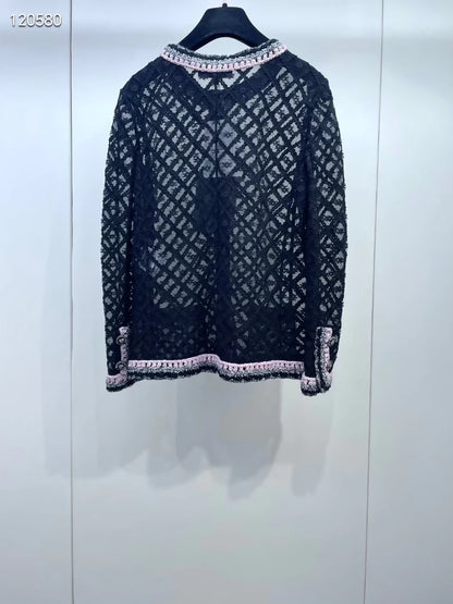 Chanel 25s black mesh jacket
