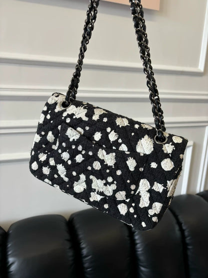 Chanel black and white medium flap CF