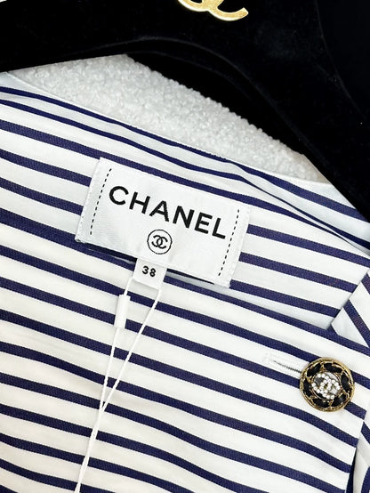 Chanel 22S blue and white striped shirt