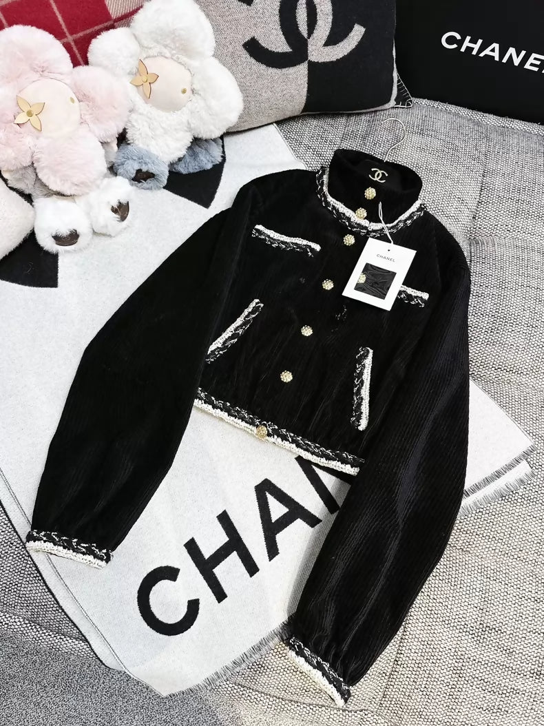 Chanel 25k black corduroy jacket