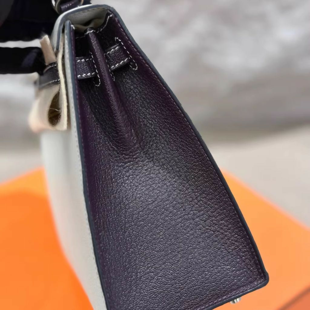 Hermès Special Order (HSS) Kelly Sellier 25 Gris Perle and Cassis