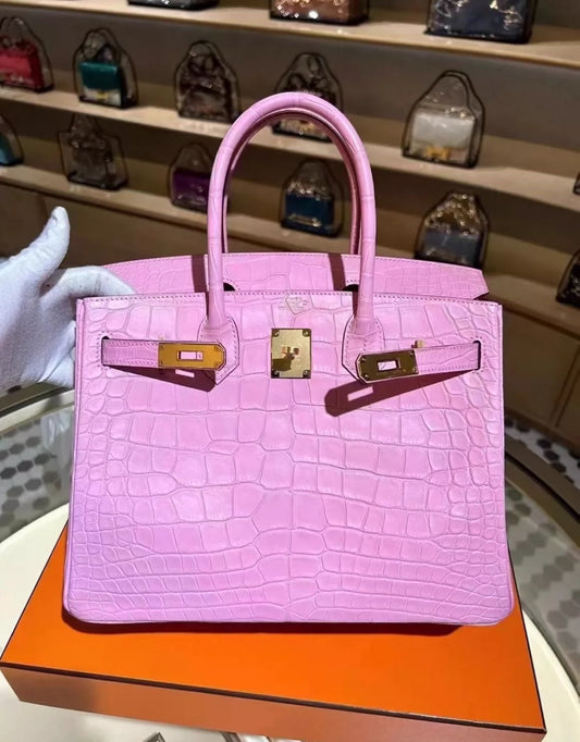 Hermès Birkin 30 5P Bubblegum Matte Crocodile Leather Gold Hardware