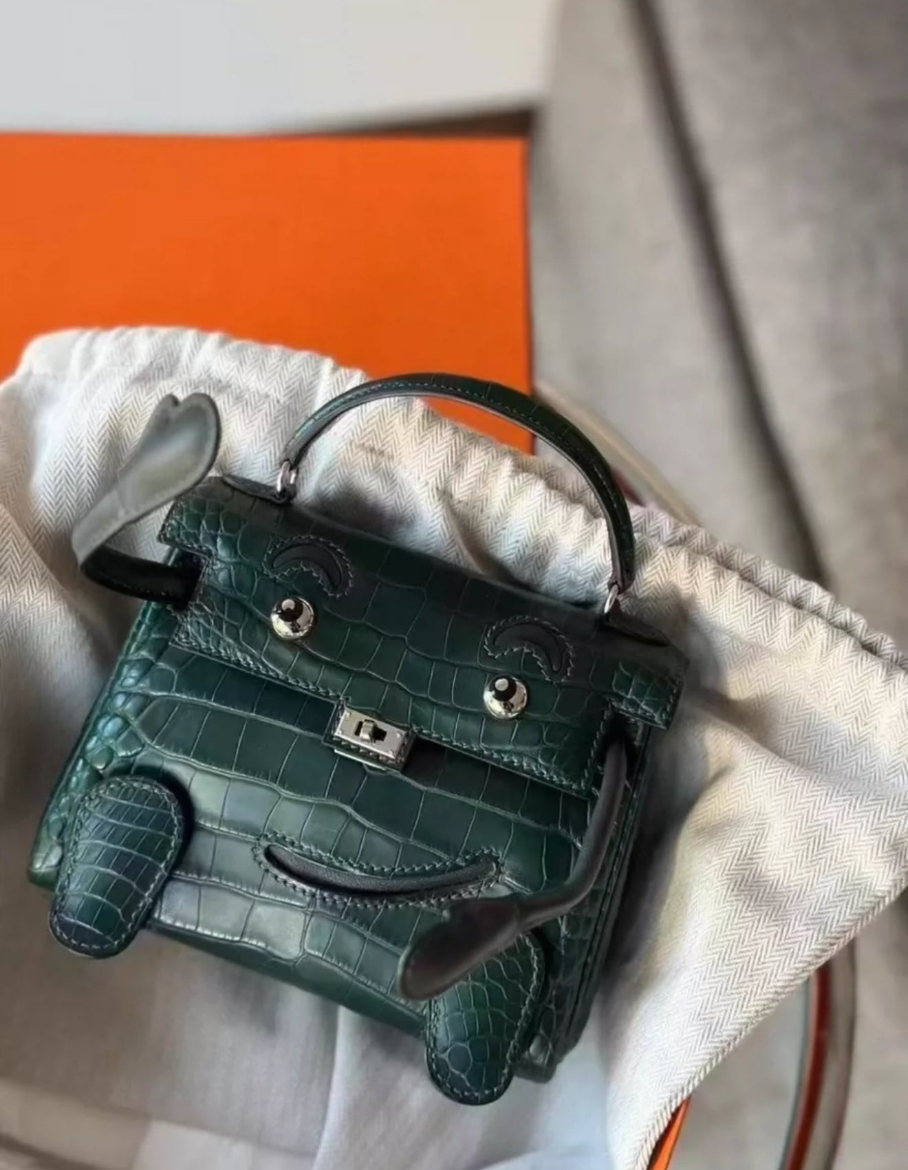 Hermès "Quelle Idolle" Kelly Doll Pine Green Matte Alligator Palladium Hardware