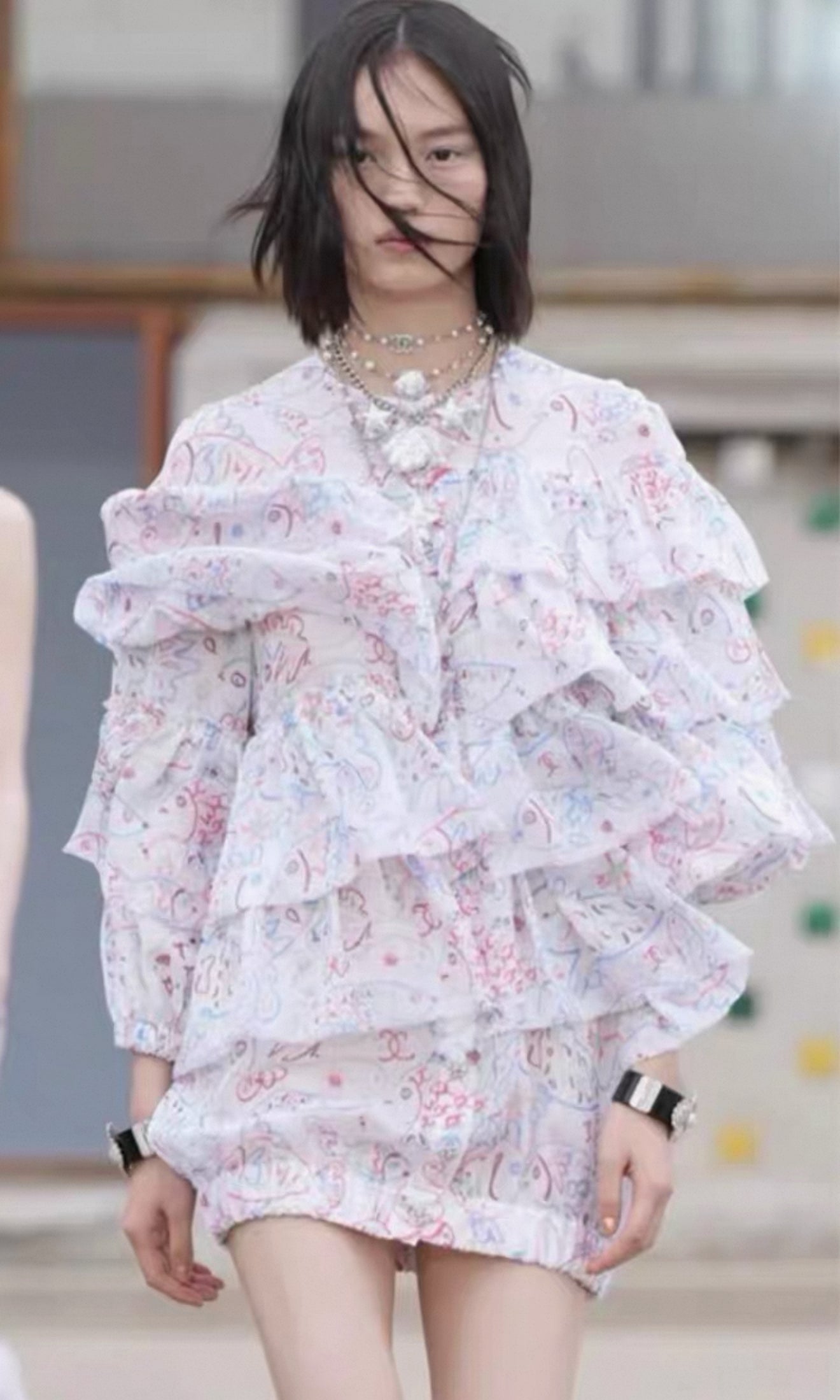Chanel 25C fish print silk dress