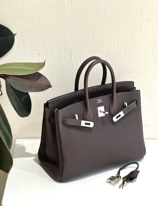 Hermes Birkin 25 Ebene Togo leather Palladium hardware