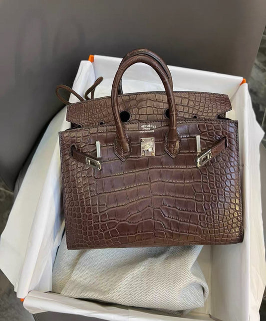 Hermes Birkin 20 Havana Matte Crocodile Leather Palladium Hardware