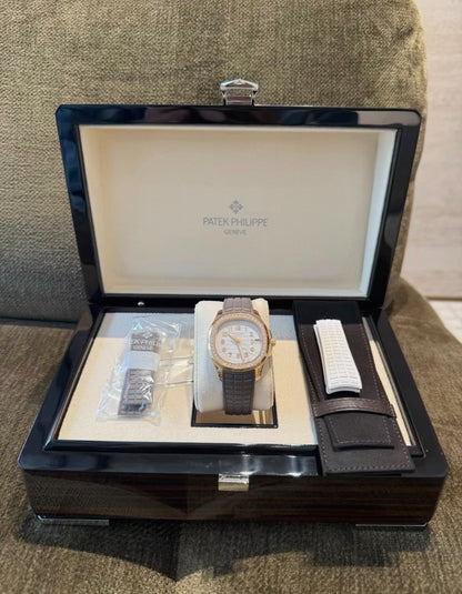 Patek Philippe PP5268/200R-001 Rose Gold Aquanaut Ladies' Watch, White Dial