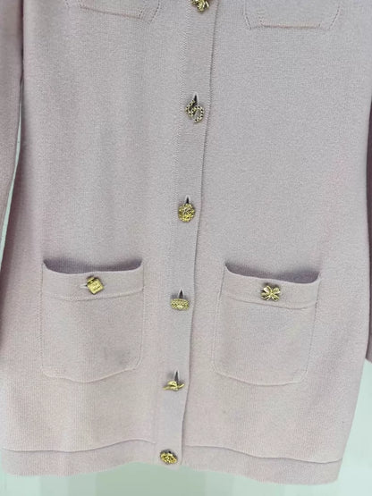 Chanel 22B Pink Cashmere Knit Cardigan