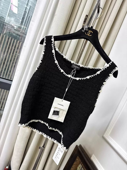 Chanel 26 Black and White Crochet top