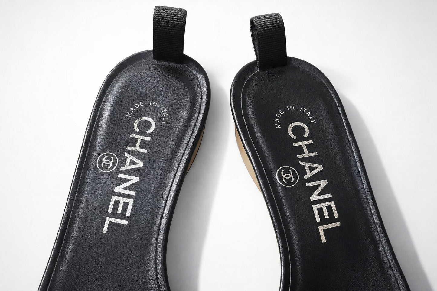 Chanel 19S Sand by the Sea Runway PVC Black Leather Heel Mule Slides EU 37.5C