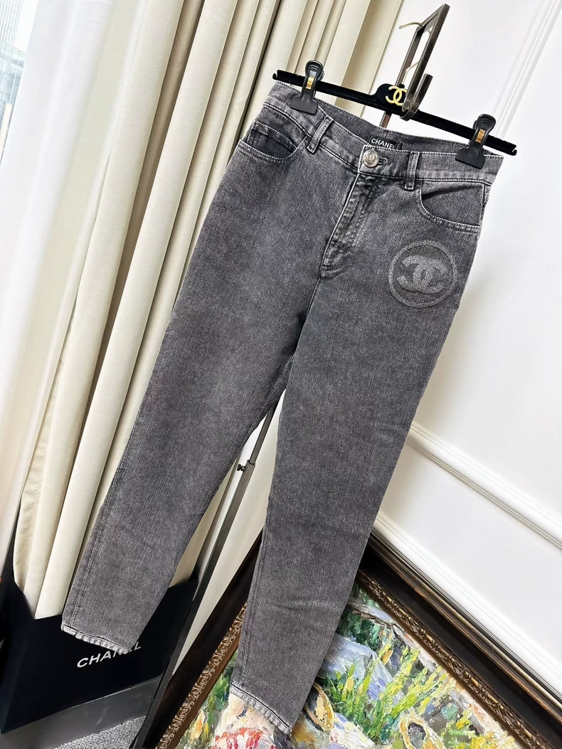 Chanel 23C smoky grey double-C jeans