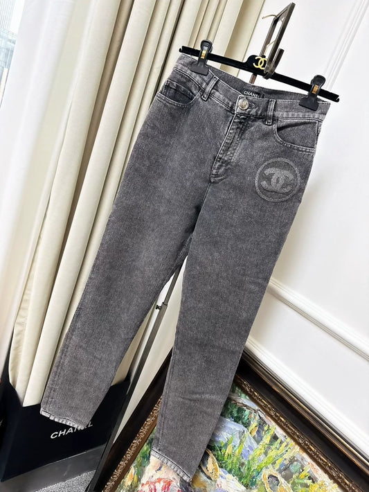 Chanel 23C smoky grey double-C jeans