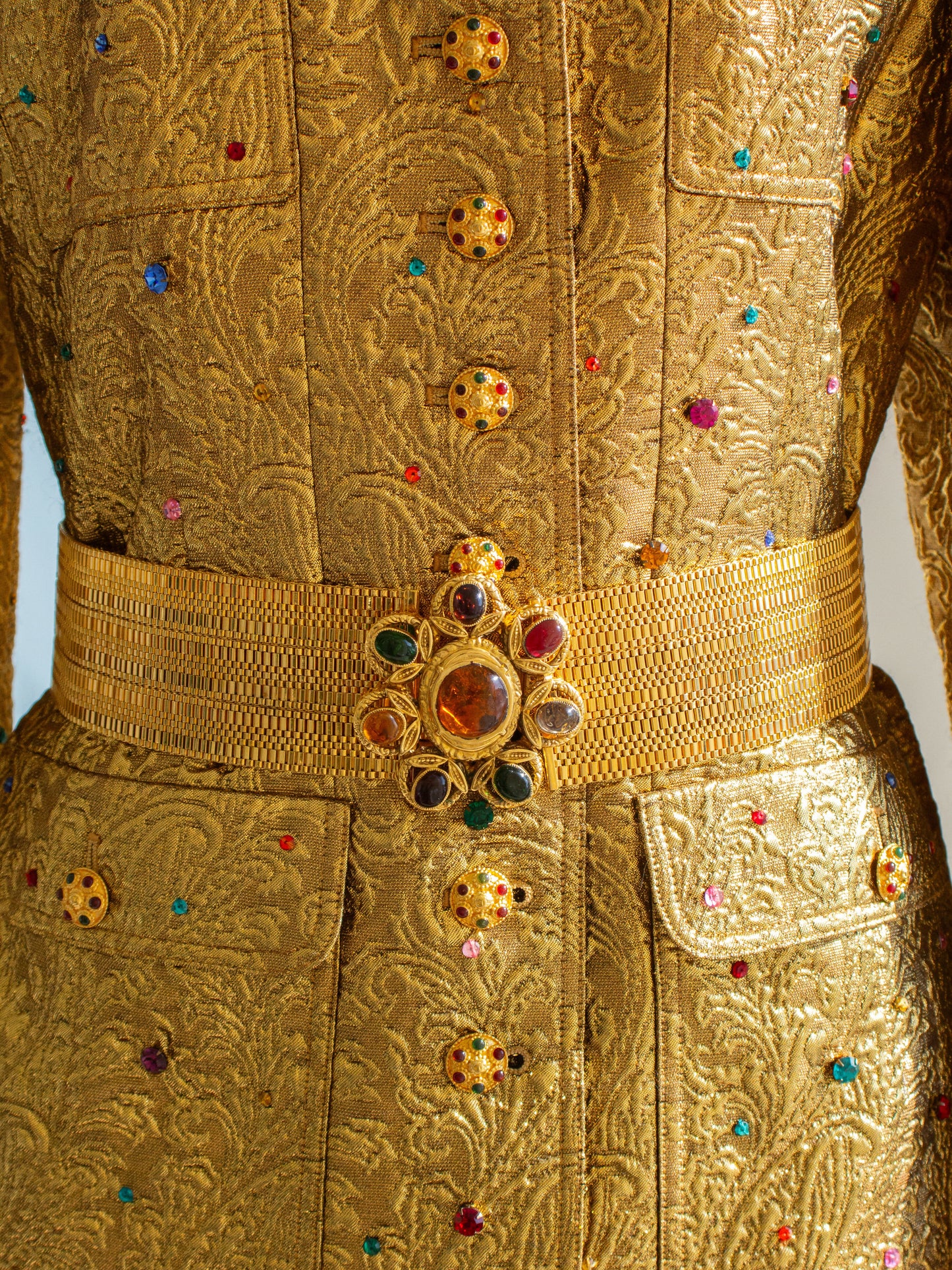 chanel vintage fall 1996 gold brocade jeweled embellished 96a jacket 5