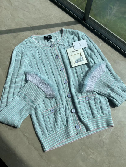 Chanel 25B blue cardigan