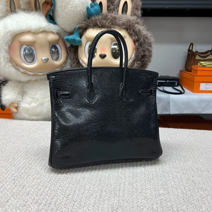 Hermes Birkin 25 Black lizard leather palladium hardware