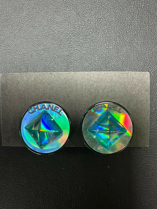 Chanel Vintage 00T Symphony Lake Blue Clip-on Earrings