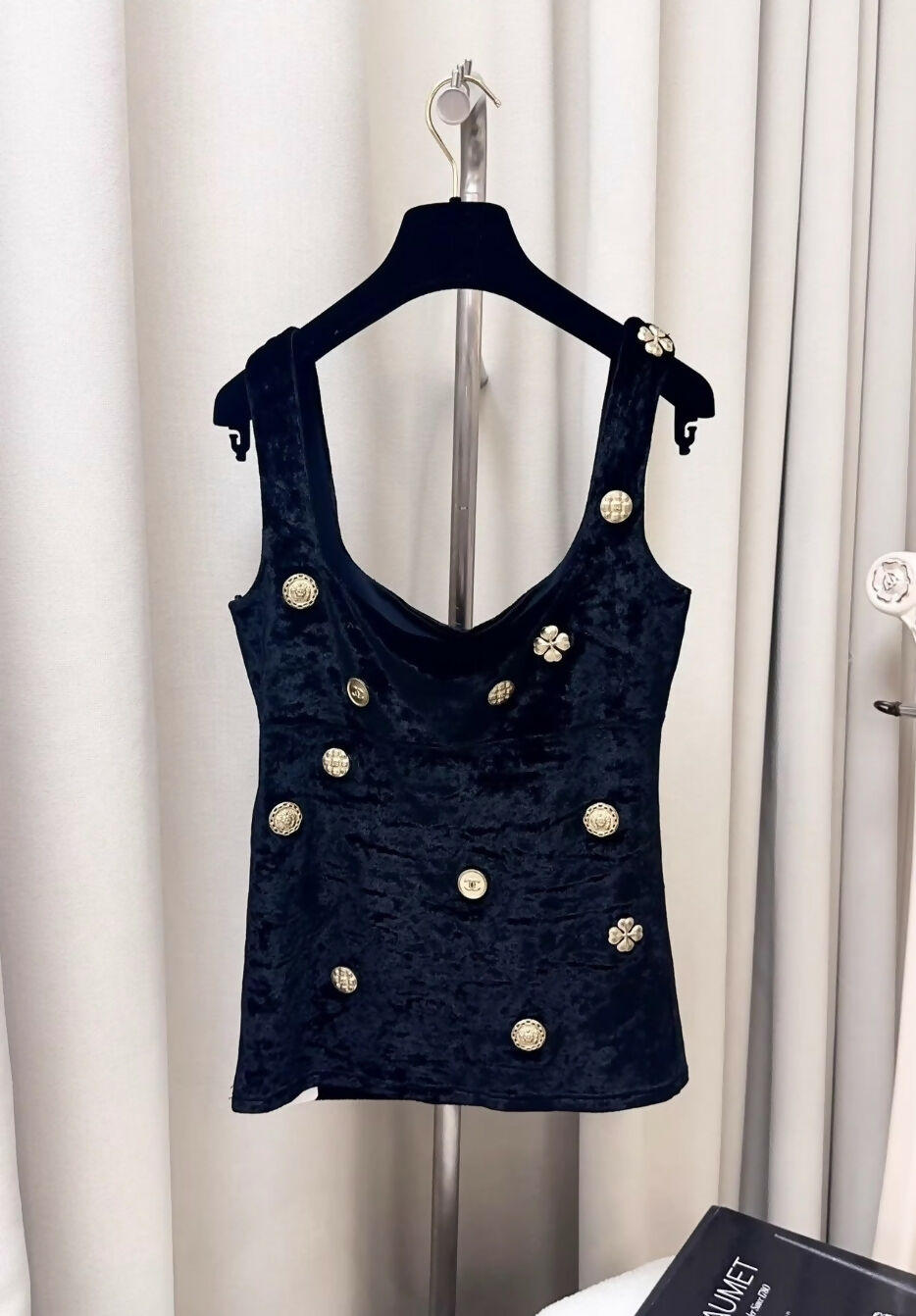 Chanel 21A black velvet top