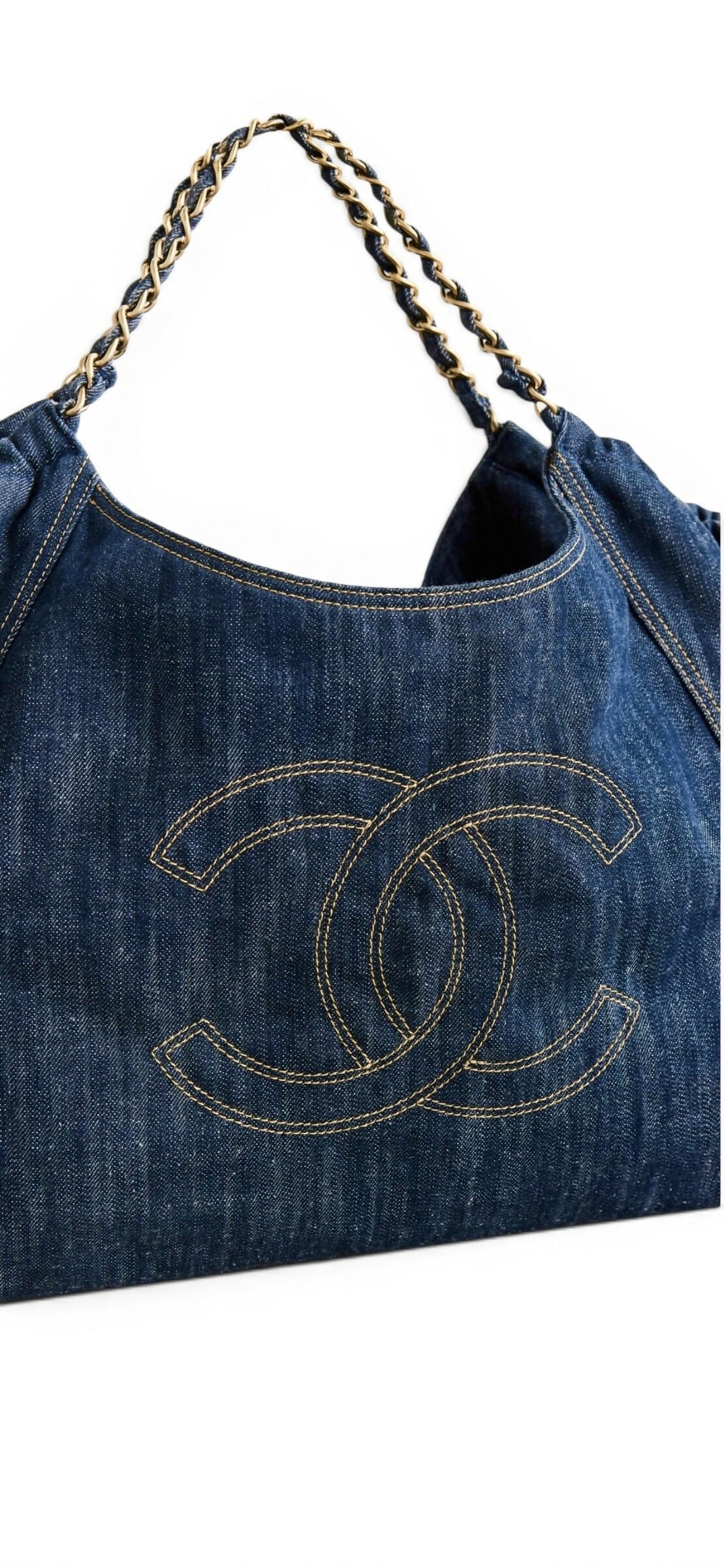 Chanel Blue Denim XL Coco Cabas Timeless Tote Bag with Pochette