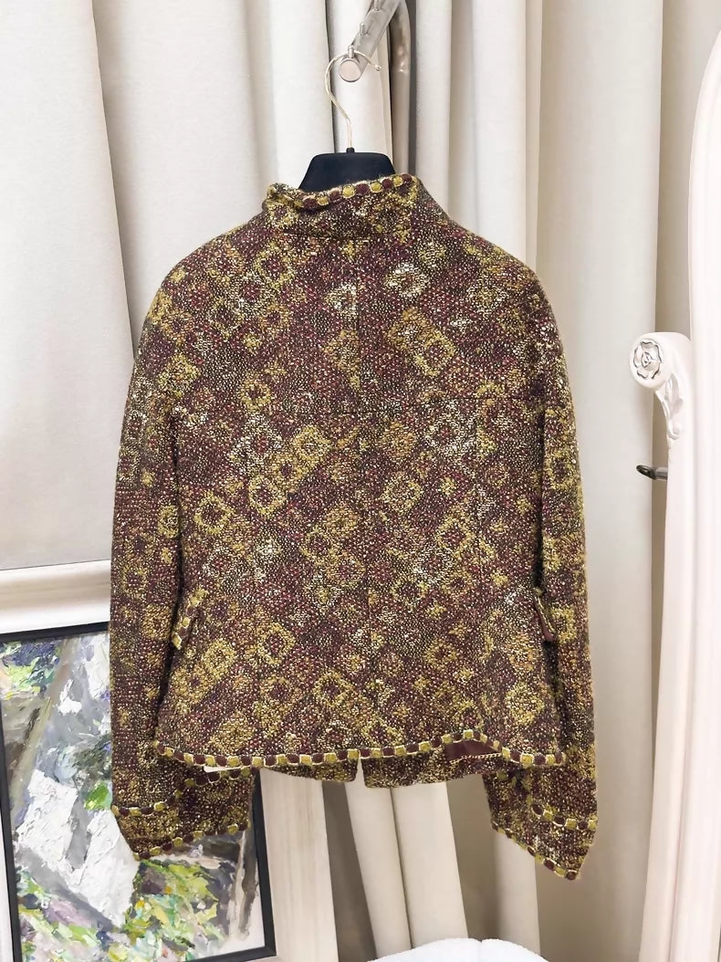 Chanel 2011 red and gold tweed jacket