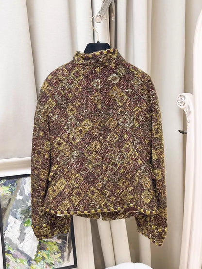 Chanel 2011 red and gold tweed jacket