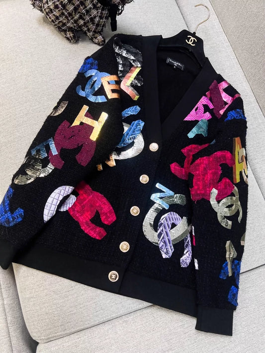 Chanel 22A black & multicolor cardigan