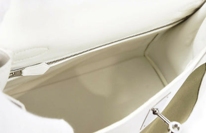 Hermes Kelly 28 white leather with green fabrics Phw