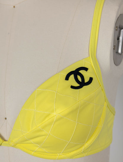 Chanel 1994 Cruise Vintage Yellow Logo Quilted Bikini