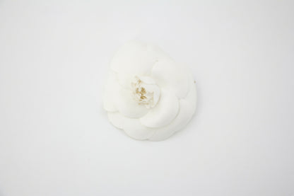 Chanel Vintage 81-85 Canvas White Camellia Brooch