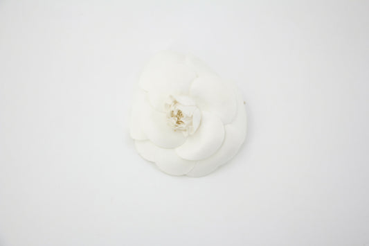 Chanel Vintage 81-85 Canvas White Camellia Brooch