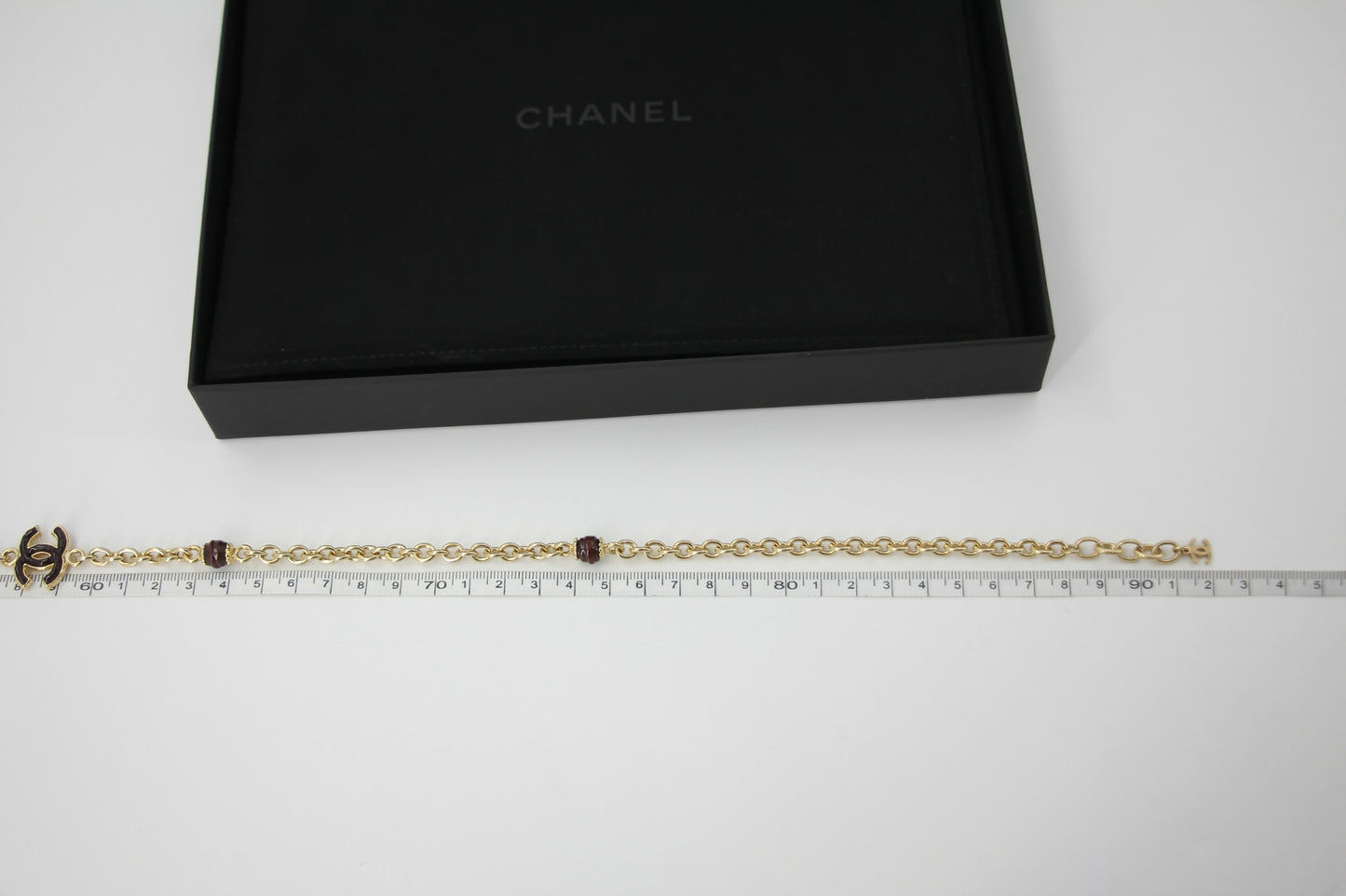 Chanel 23A Metal Enamel Burgundy Long Necklace