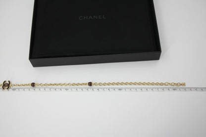 Chanel 23A Metal Enamel Burgundy Long Necklace