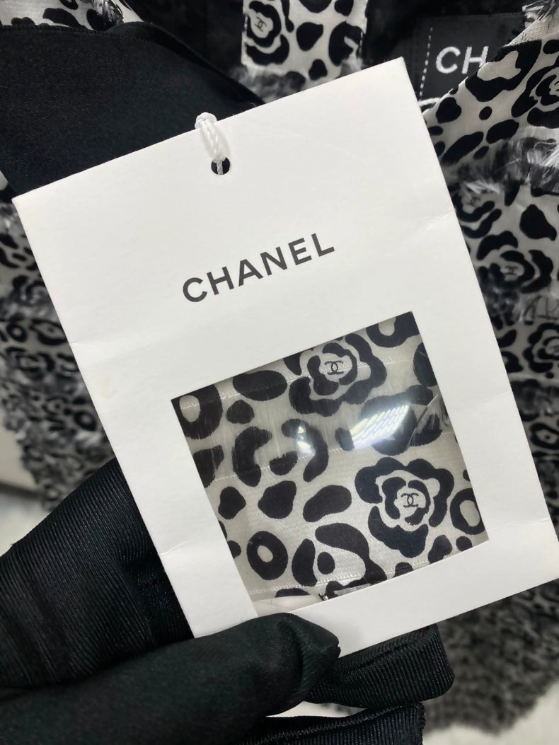 Chanel 22P Camellia leopard Bow Slip Dress