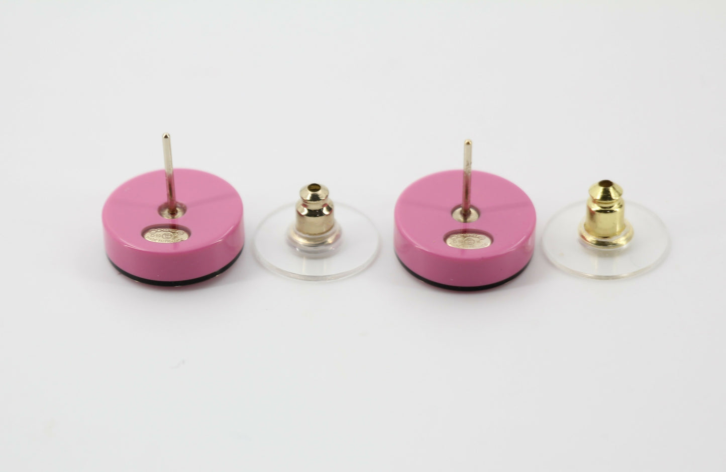 Chanel D19K Acrylic Pink Purple Thin Round Earrings