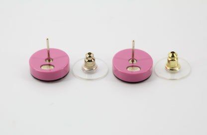 Chanel D19K Acrylic Pink Purple Thin Round Earrings