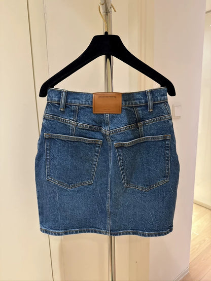Alexander Wang washed denim straight-button denim midi skirt