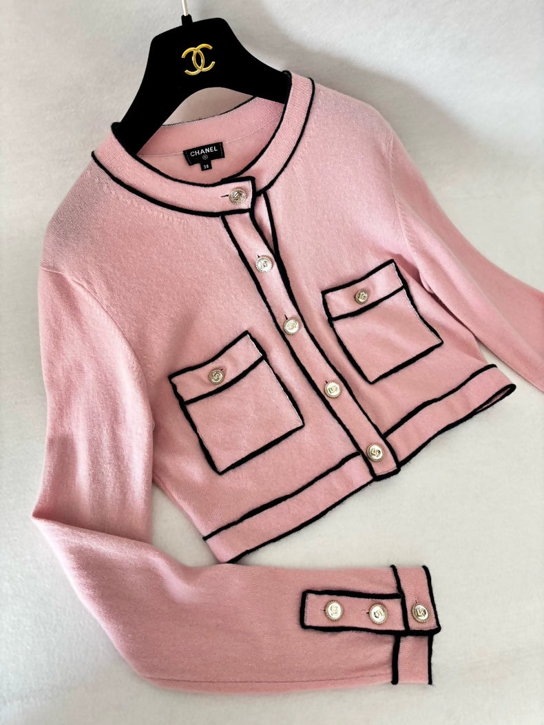 Chanel 21S Pink Knit Cardigan