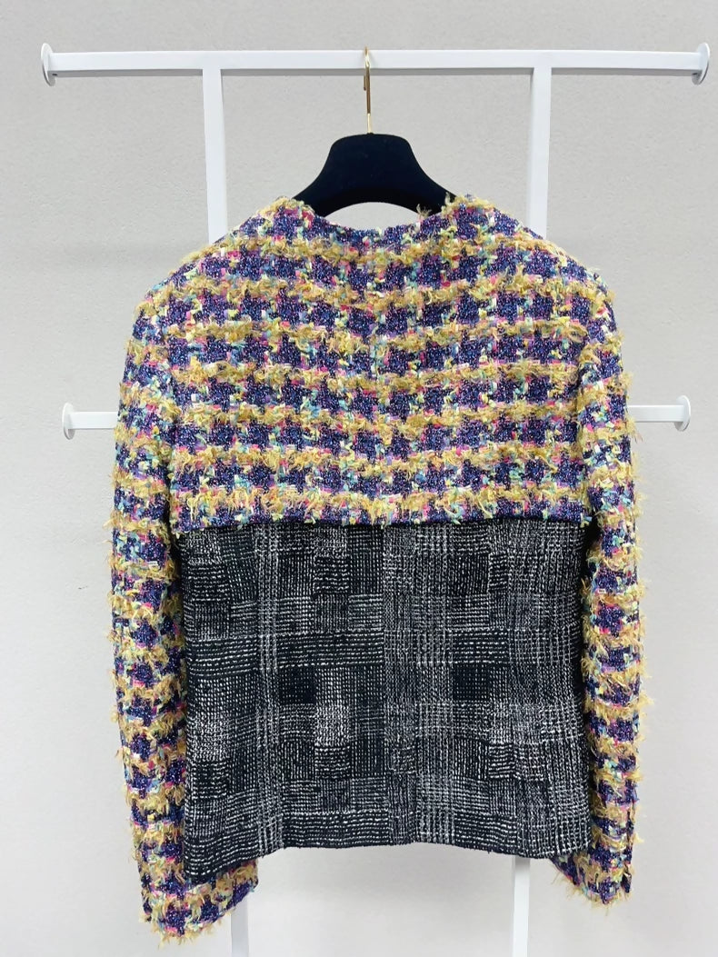 Chanel 22A Colorful Houndstooth tweed Jacket