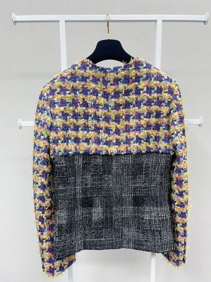 Chanel 22A Colorful Houndstooth tweed Jacket