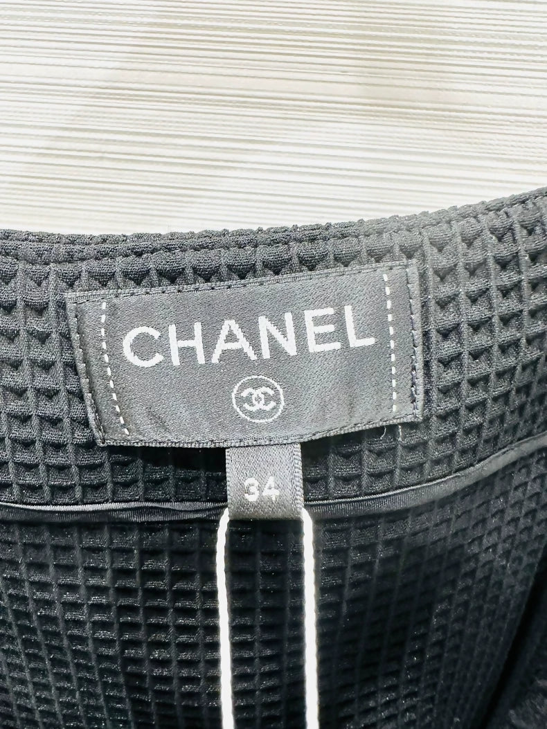 Chanel 25C black tweed top & skirt