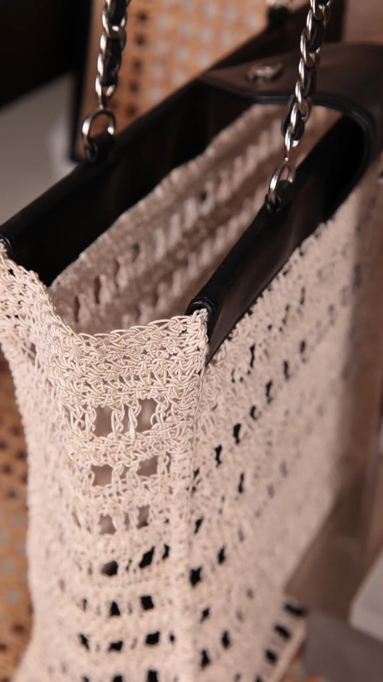 Chanel Beige Net Chain Bag