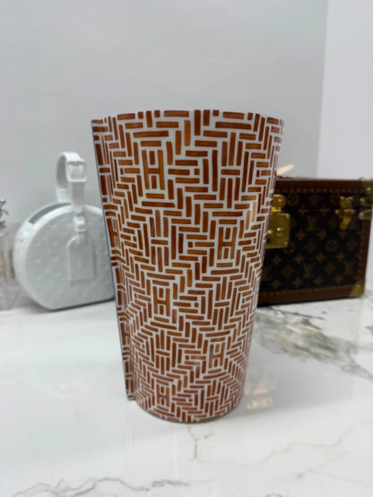 Hermes Brick Red Floral Vase