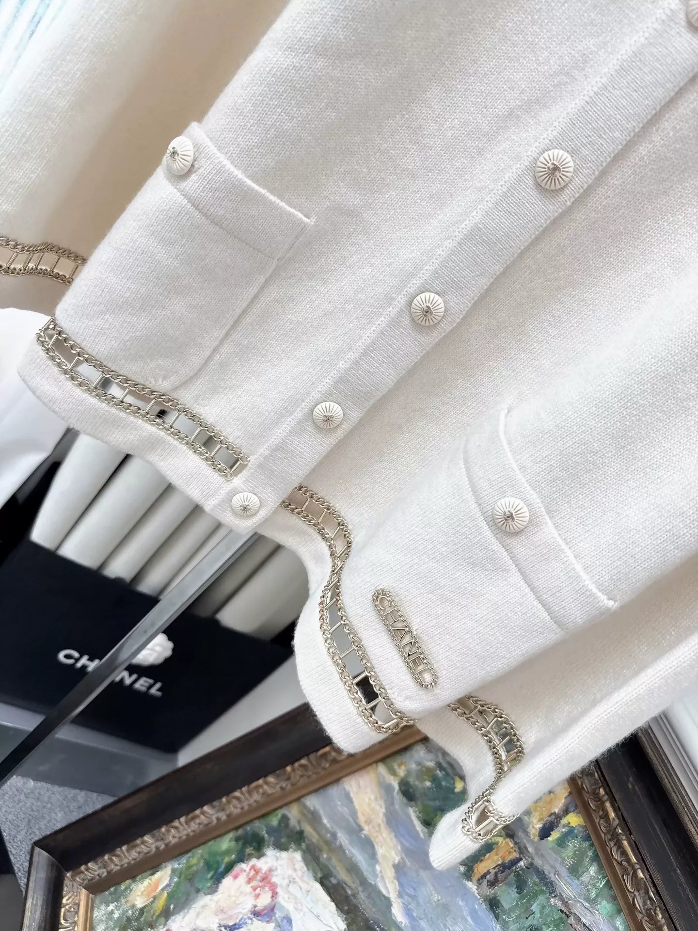 Chanel 20C off-white cashmere cardigan