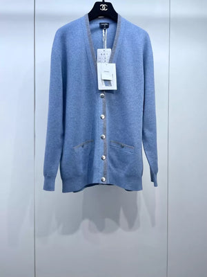 Chanel 26P blue knit cardigan