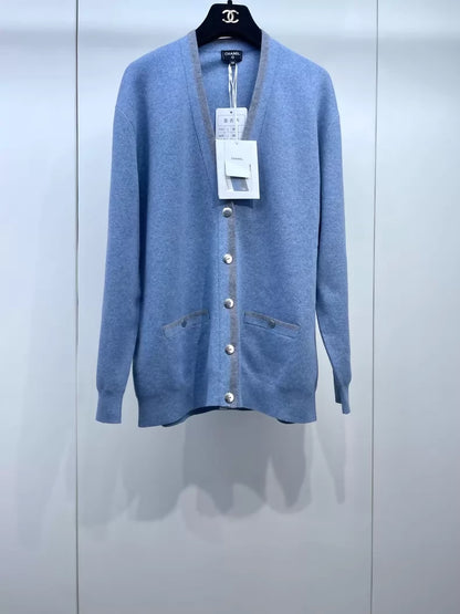 Chanel 26P blue knit cardigan