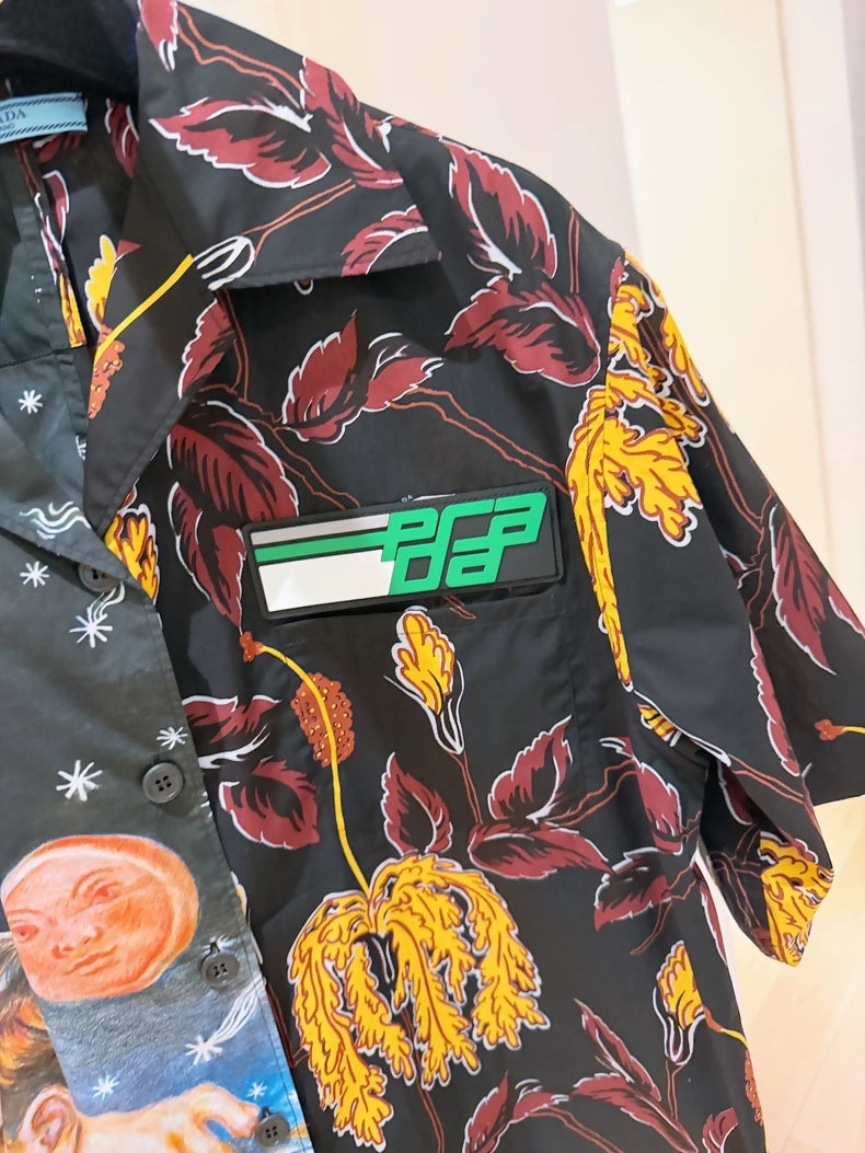 Prada "Impossible Love" two-tone print short-sleeved shirt