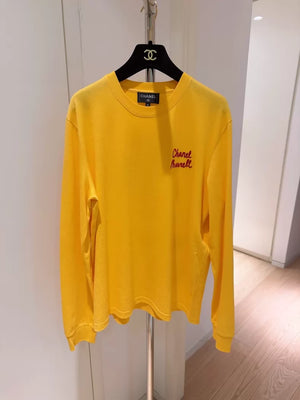 Chanel x Pharrell Limited Edition Yellow Beaded Embroidered Graffiti Long-Sleeve T-Shirt