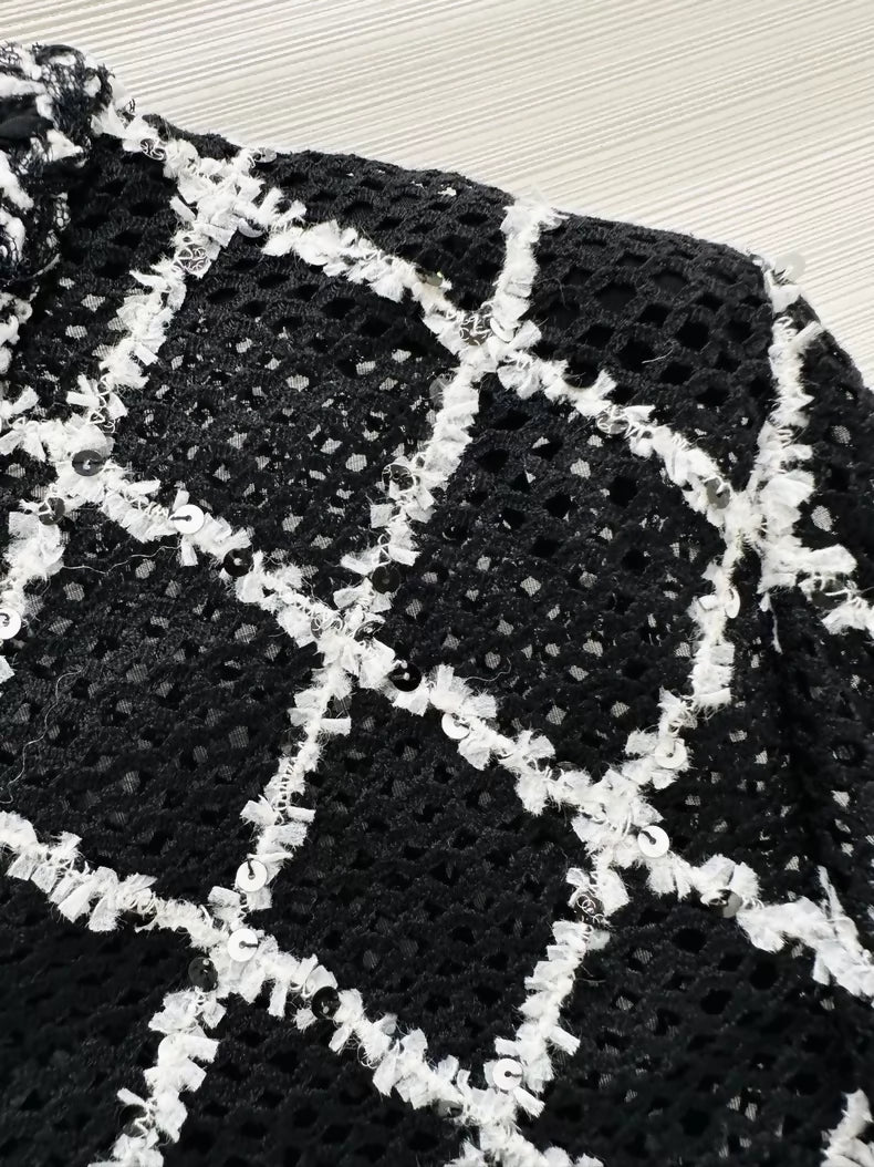 Chanel black white tweed jacket