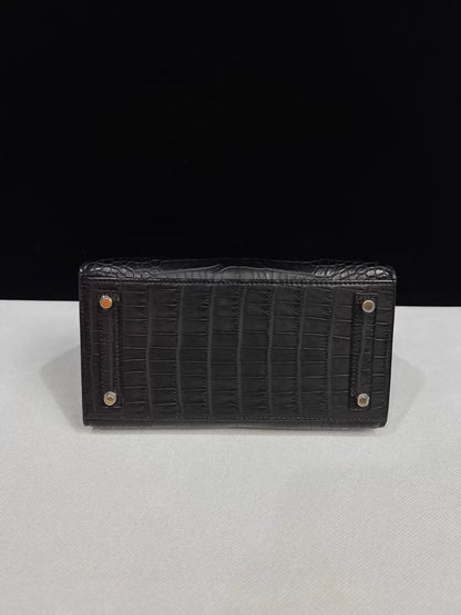 Hermes Birkin 20 black matte Alligator leather gold hardware